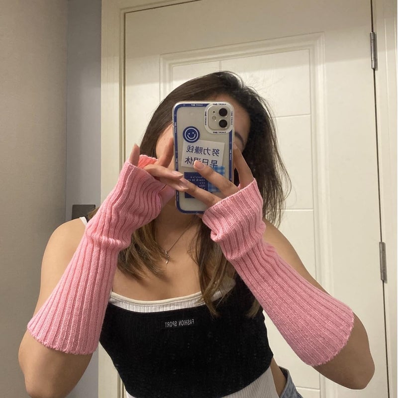 VTTDB Arm covers cute women kawaii japanese harajuku Y2k Arm Warmer for Girls Goth Gloves Fingerless Knitted Arm Sleeve - Image 4